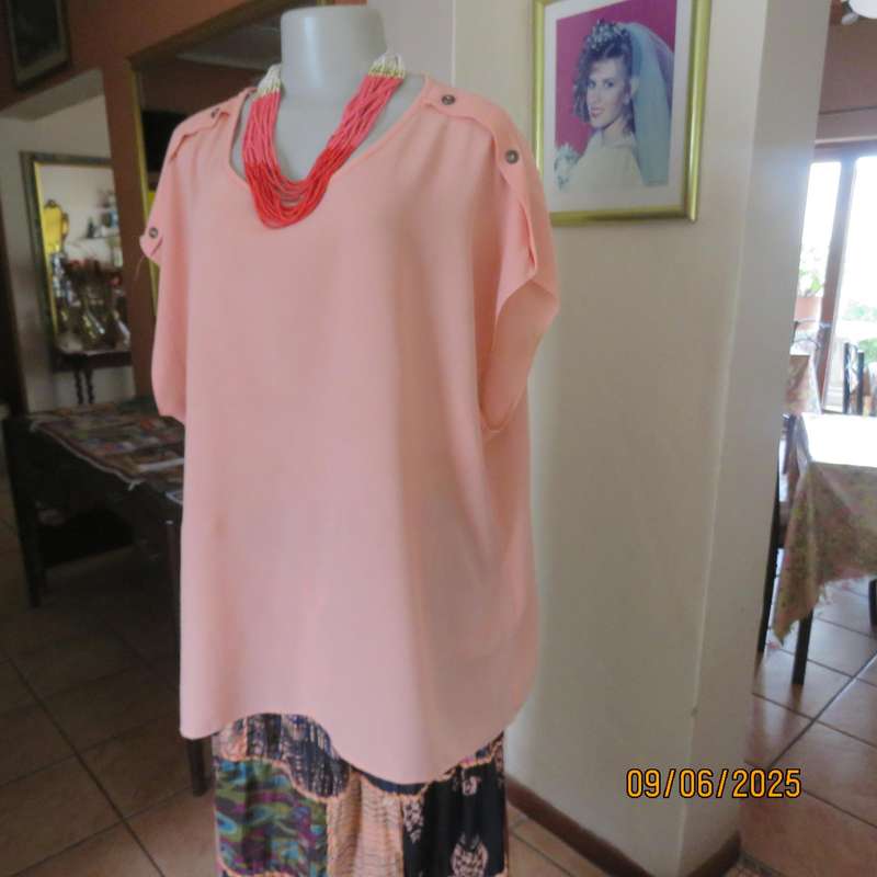 STYLWORTHS apricot colour textured polyester slip over top size 48