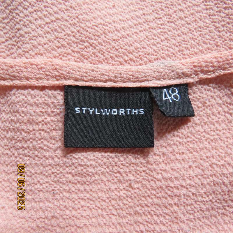 STYLWORTHS apricot colour textured polyester slip over top size 48
