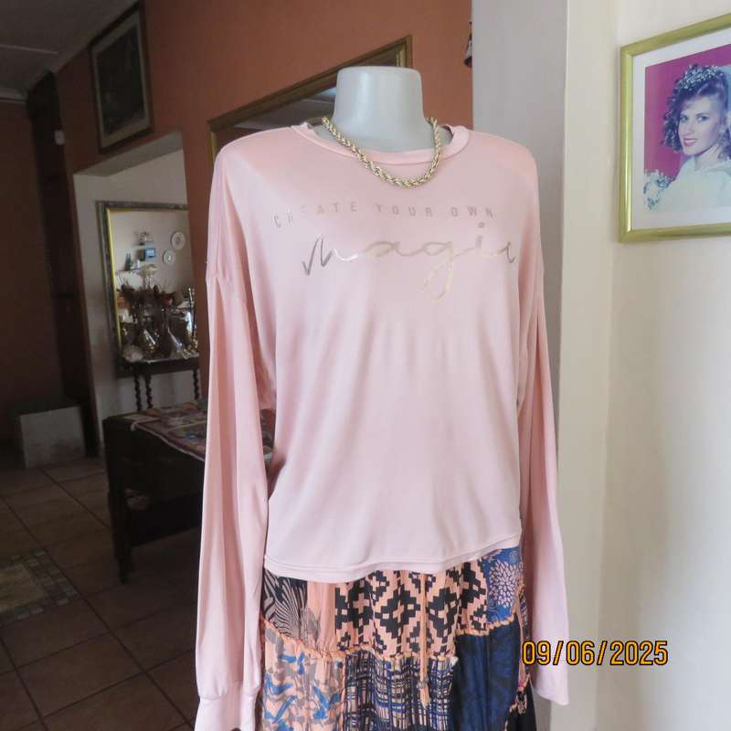 AMARA very soft stretch polyester pale apricot long sleeve top size 42.