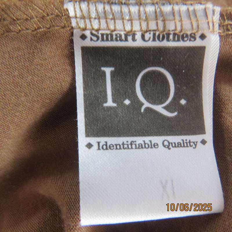 IQ smart bodycon tan colour stretch viscose-cotton dress size 38. Capped sleeves