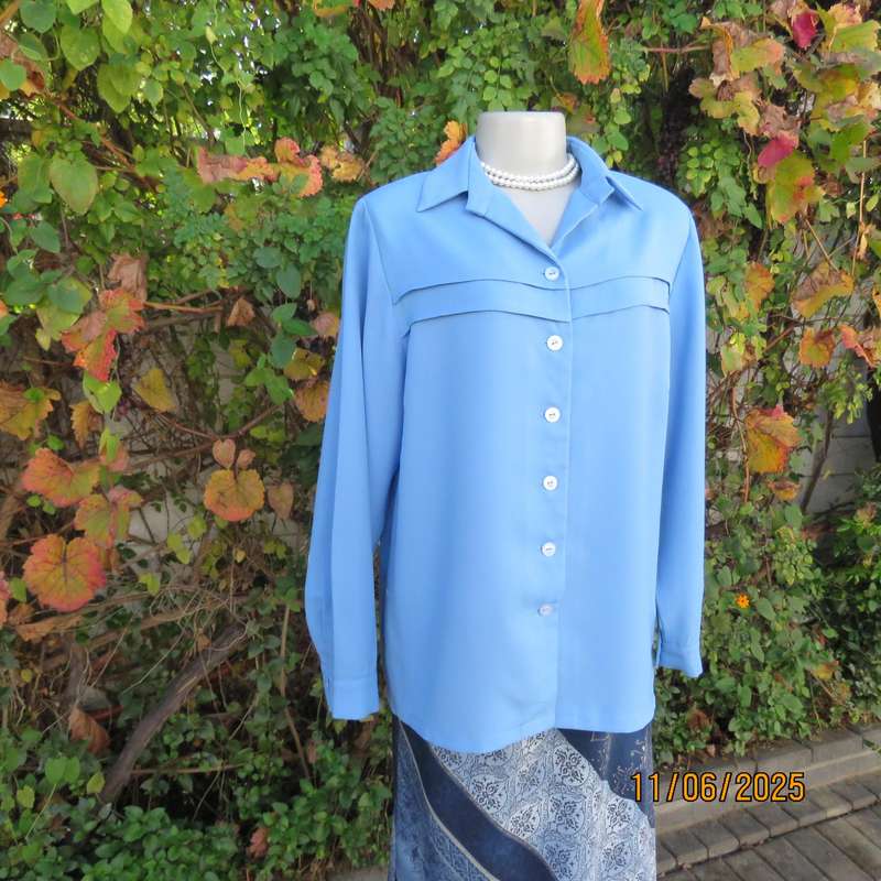 Skyblue boutique made long sleeve button down top. Tucked seams. Size 40
