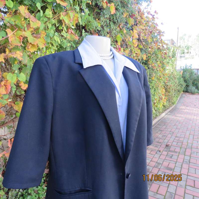 BENTEX by NADA navy short sleeve lined jacket. One button closure. Wool blend. Size 46
