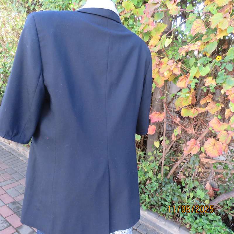 BENTEX by NADA navy short sleeve lined jacket. One button closure. Wool blend. Size 46