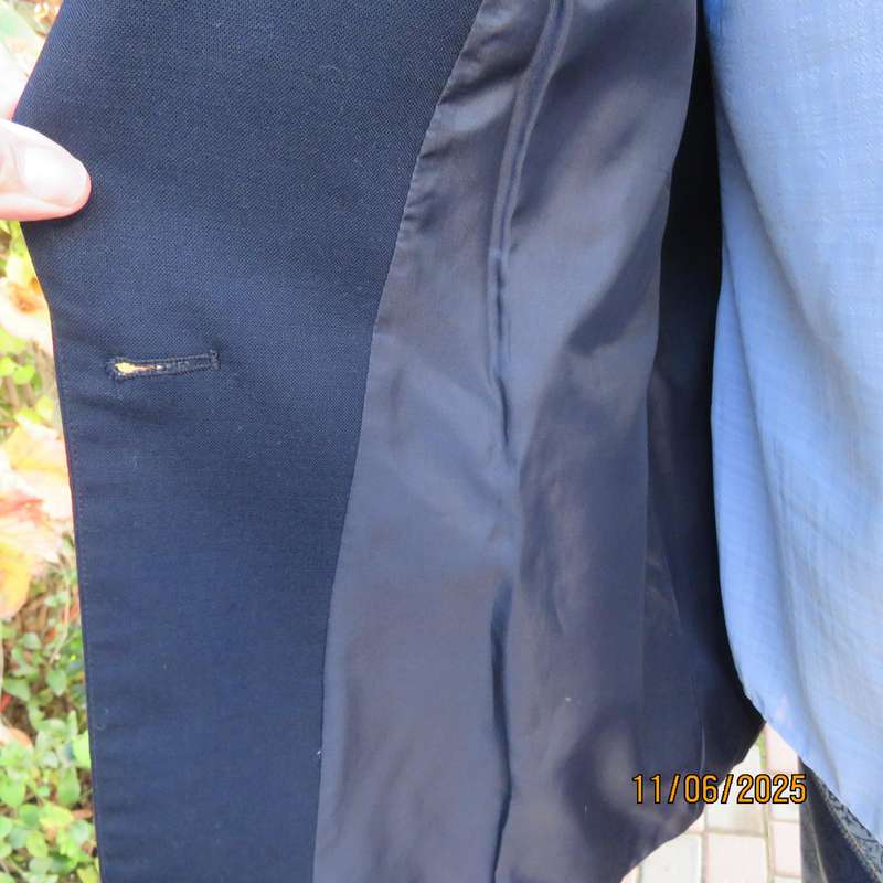 BENTEX by NADA navy short sleeve lined jacket. One button closure. Wool blend. Size 46