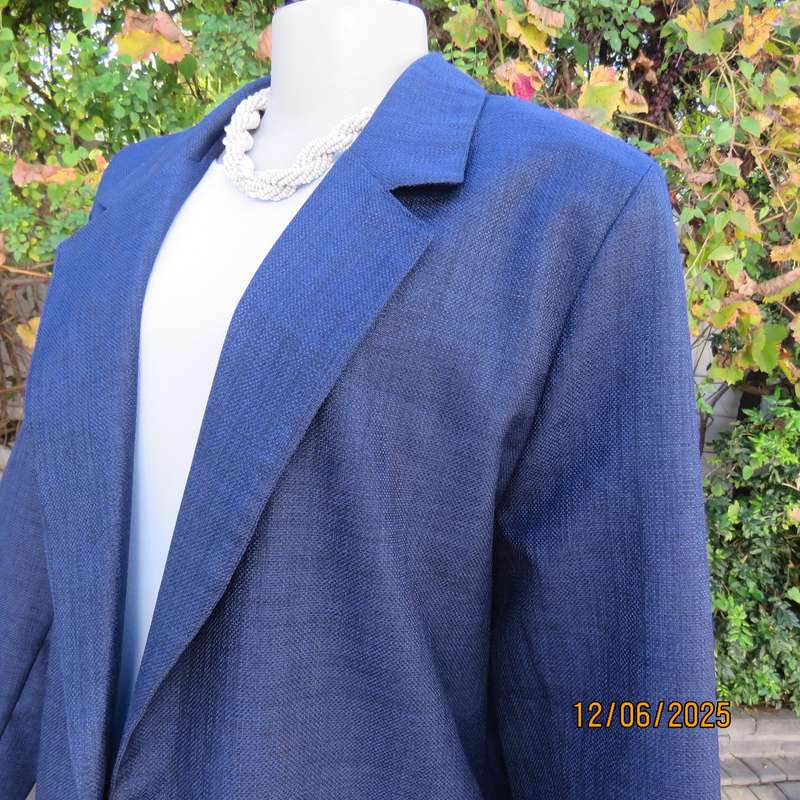 COTTON ON elegant navy fully lined long sleeve size 40 jacket in textured polyester