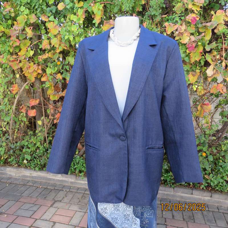 COTTON ON elegant navy fully lined long sleeve size 40 jacket in textured polyester
