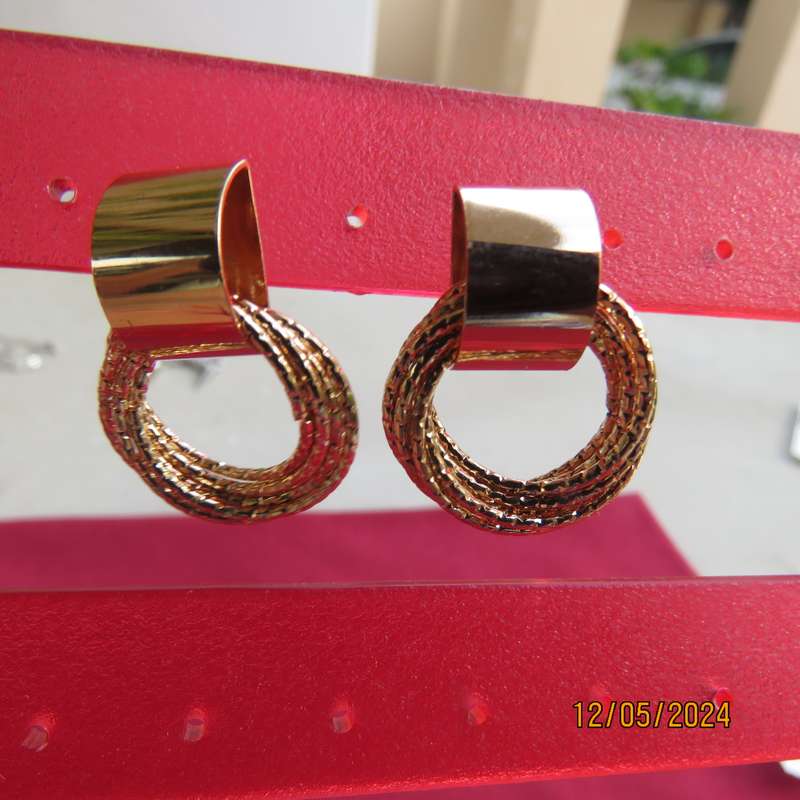 Very cute and pretty golden earrings with 7 small rings moving around. New item