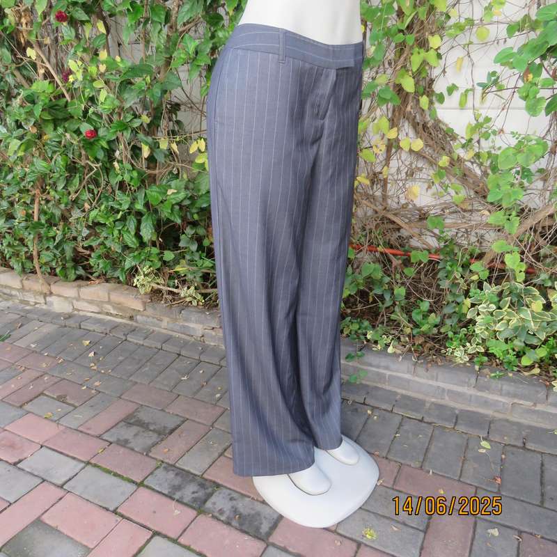 WOOLWORTHS Perfect size 38 elegant dress anchor grey pants-thin light stripes.
