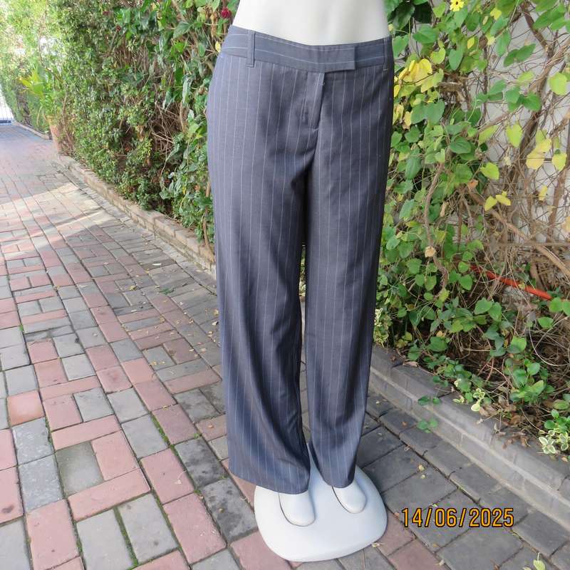 WOOLWORTHS Perfect size 38 elegant dress anchor grey pants-thin light stripes.