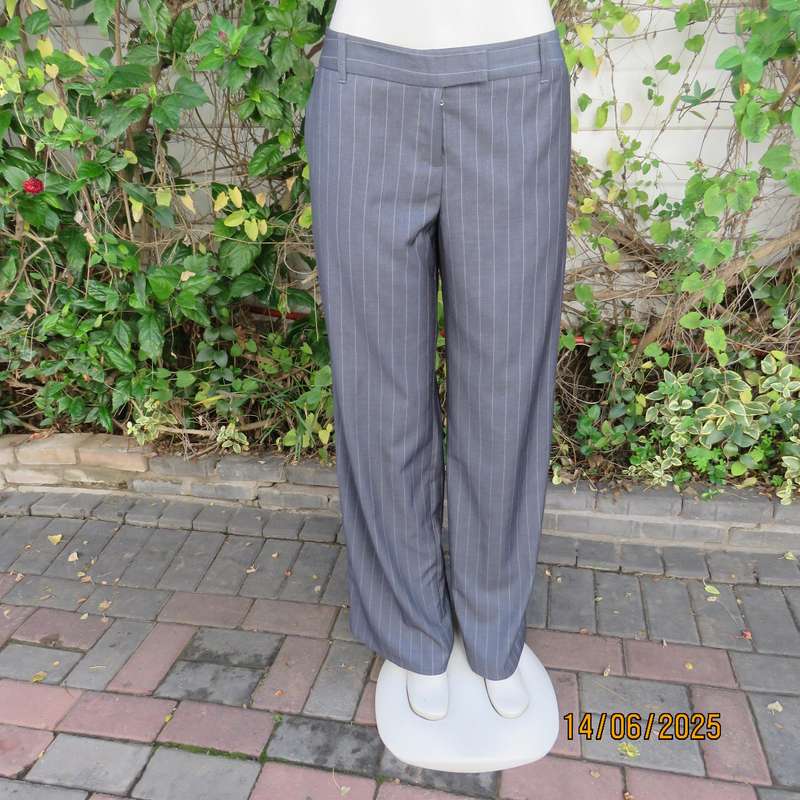 WOOLWORTHS Perfect size 38 elegant dress anchor grey pants-thin light stripes.