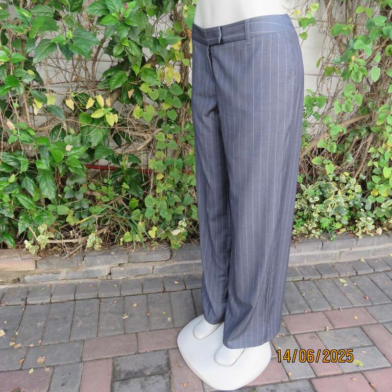 WOOLWORTHS Perfect size 38 elegant dress anchor grey pants-thin light stripes.