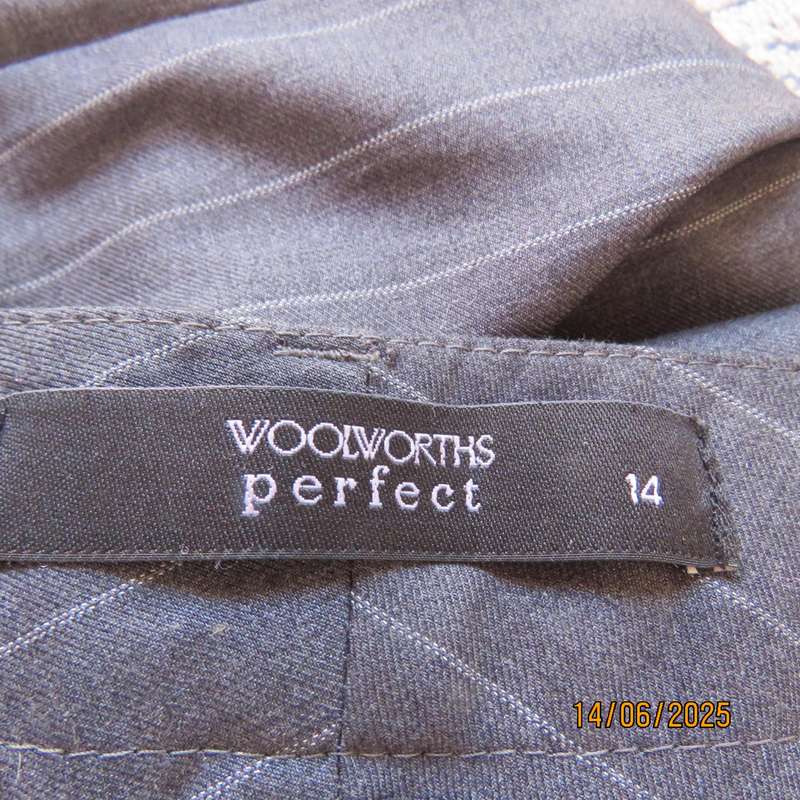WOOLWORTHS Perfect size 38 elegant dress anchor grey pants-thin light stripes.