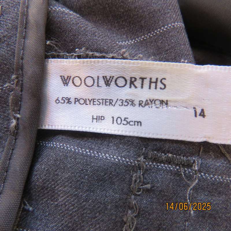 WOOLWORTHS Perfect size 38 elegant dress anchor grey pants-thin light stripes.