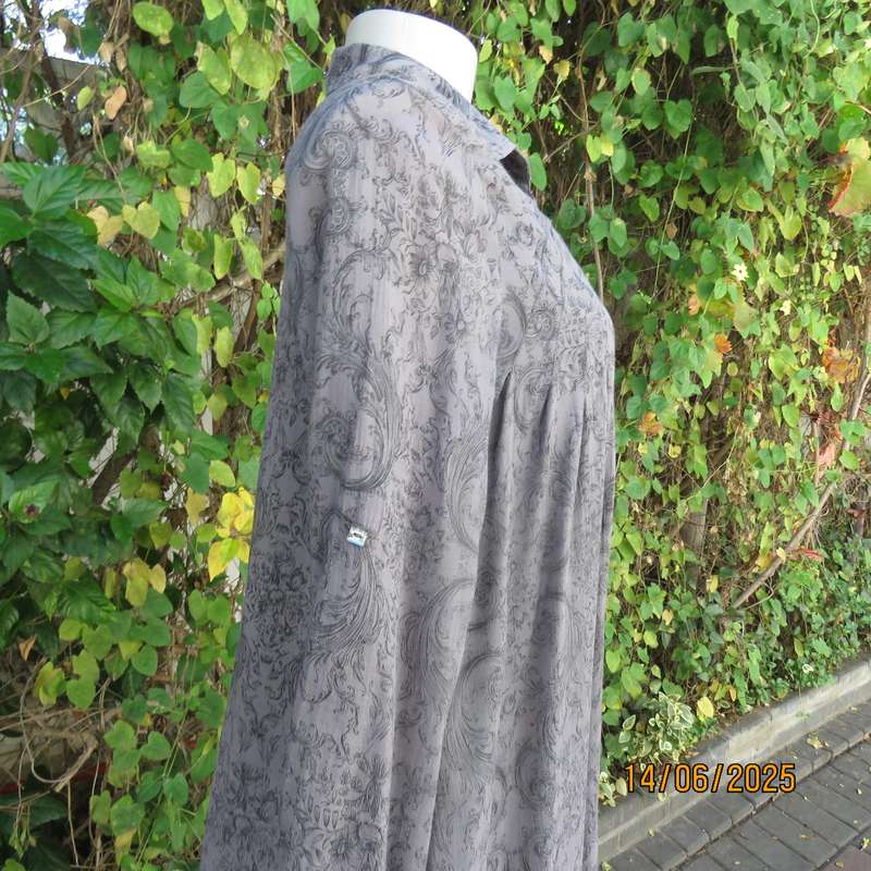L C WAIKIKI long anchor grey top with darker baroque print. Size 36. Pleats on front-back
