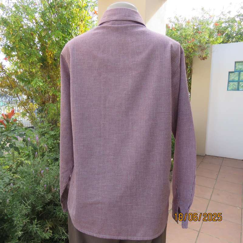 RIVER TRADE casual white-redbrown check long sleeve cotton shirt size 38