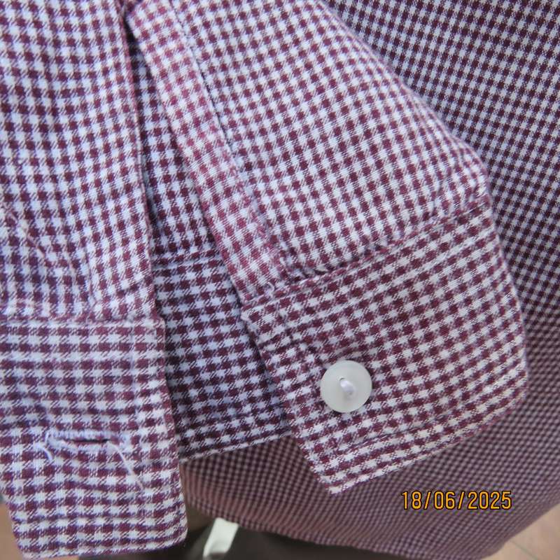 RIVER TRADE casual white-redbrown check long sleeve cotton shirt size 38