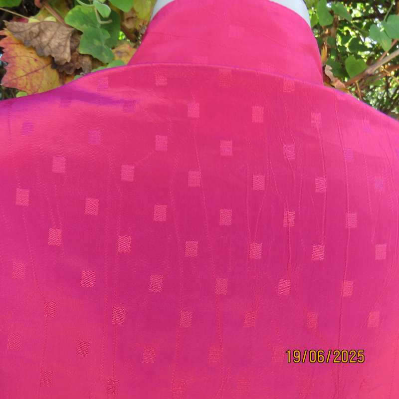 LARGELY FEMININE silky polyester magenta pink button down top. Size 44