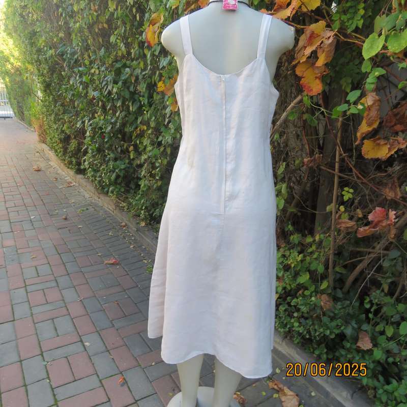 MERIEN HALL natural 100% ramie with black embroidery size 38 dress. As new