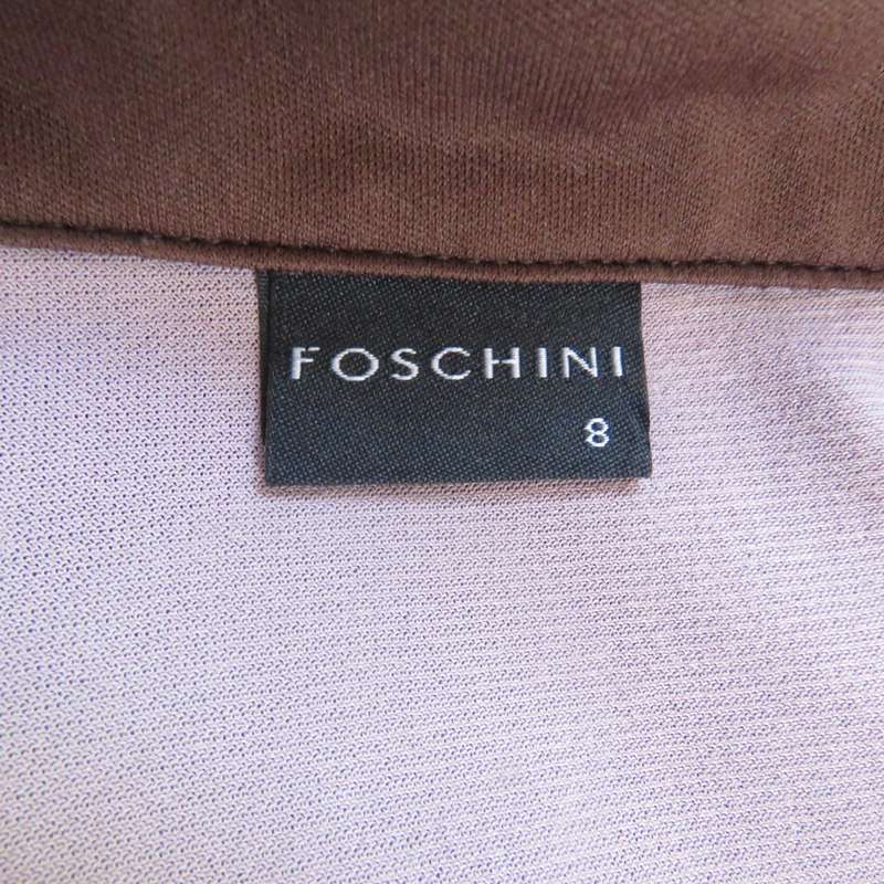FOSHINI smart choc brown long sleeves sheer stretch polyester-underlayer in pink.Size 32. V neck.