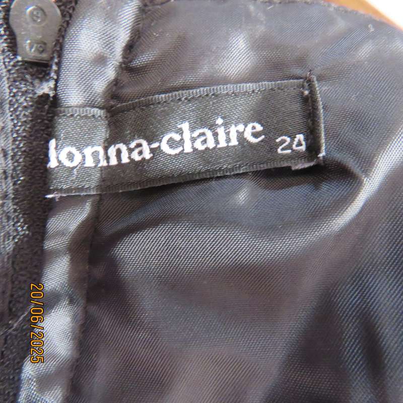 DONNA-CLAIRE satin cotton dress with black yoke and printed black-white body. Size 48