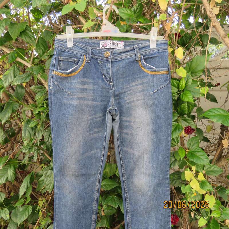 RUBY Xoxo blue denim skinny stretch polycotton jeans for girl 13 to 14yr old.