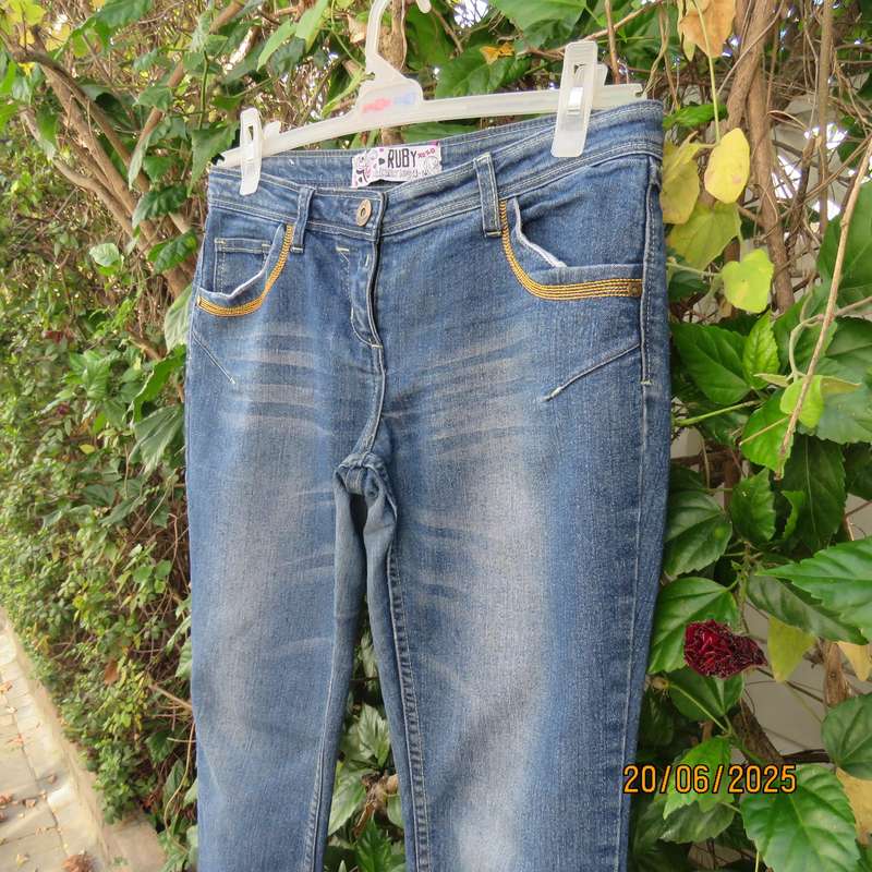RUBY Xoxo blue denim skinny stretch polycotton jeans for girl 13 to 14yr old.