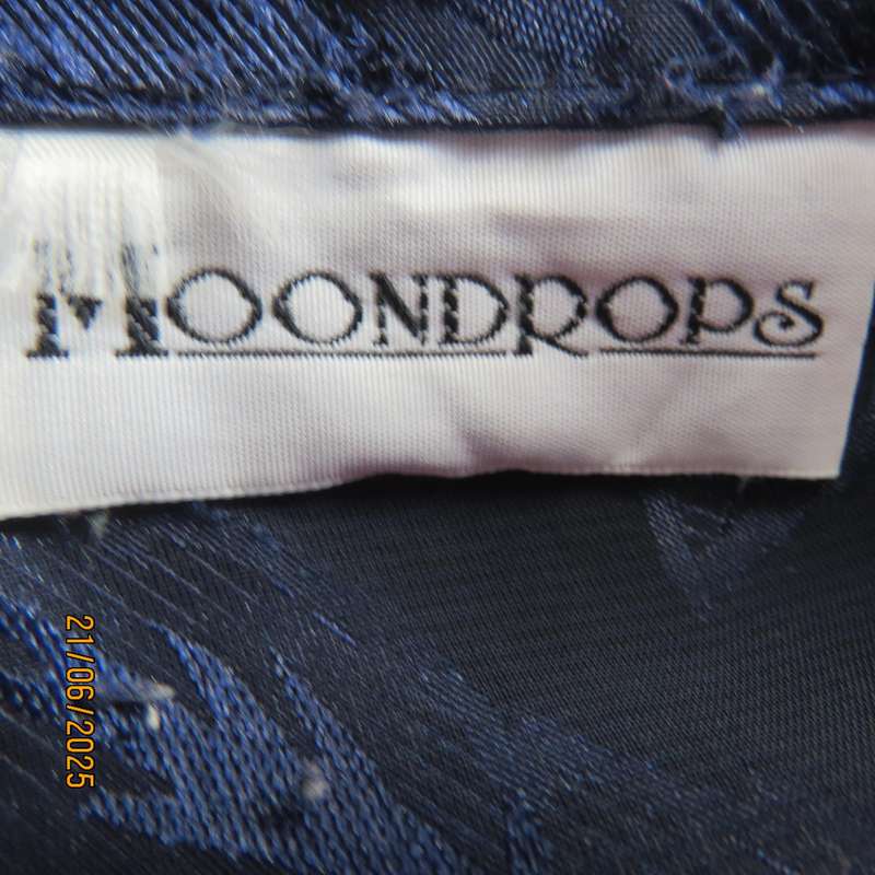MOONDROPS navy opaque with embossed flowers. Long sleeves. Size 44