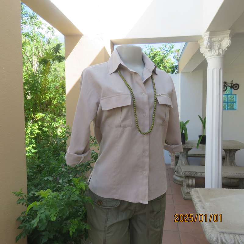JEEP casual ecru colour linen-cotton blend size 34 tailored top. Button down-shirt collar. As new