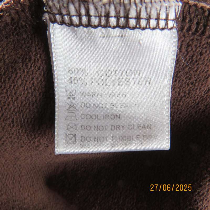 MERIEN HALL choc brown zip-up long sleeve hoodie polycotton jacket. Size 40