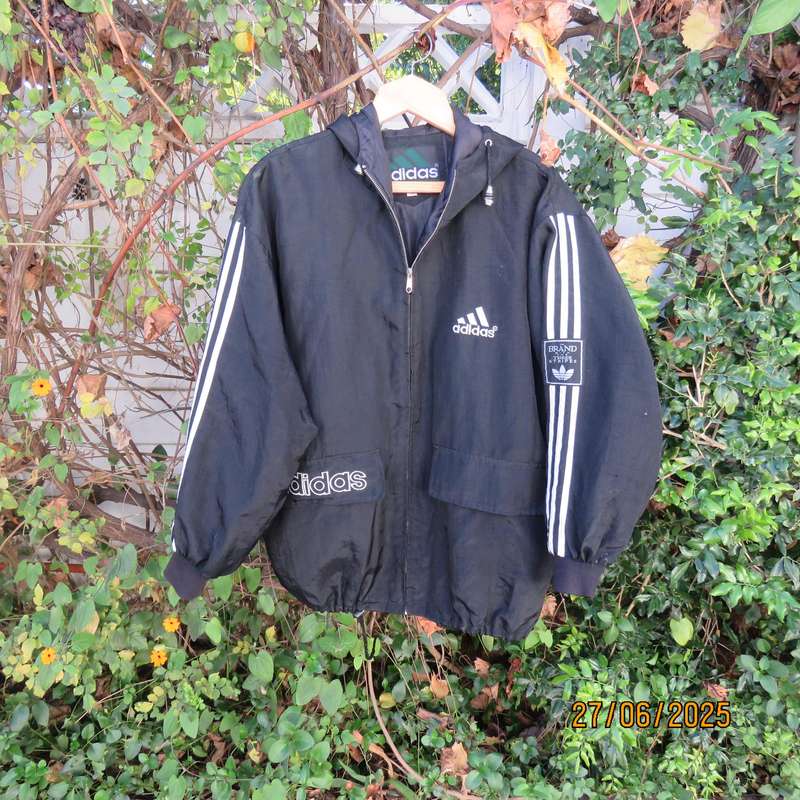 ADIDAS black nylon zip-up size large  jacket