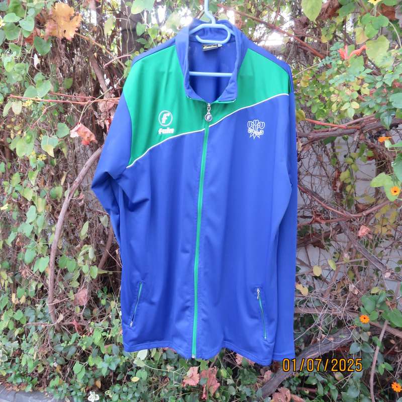 SWD Cricket blue-green zip-up polyester stretch long sleeve jacket size XXL