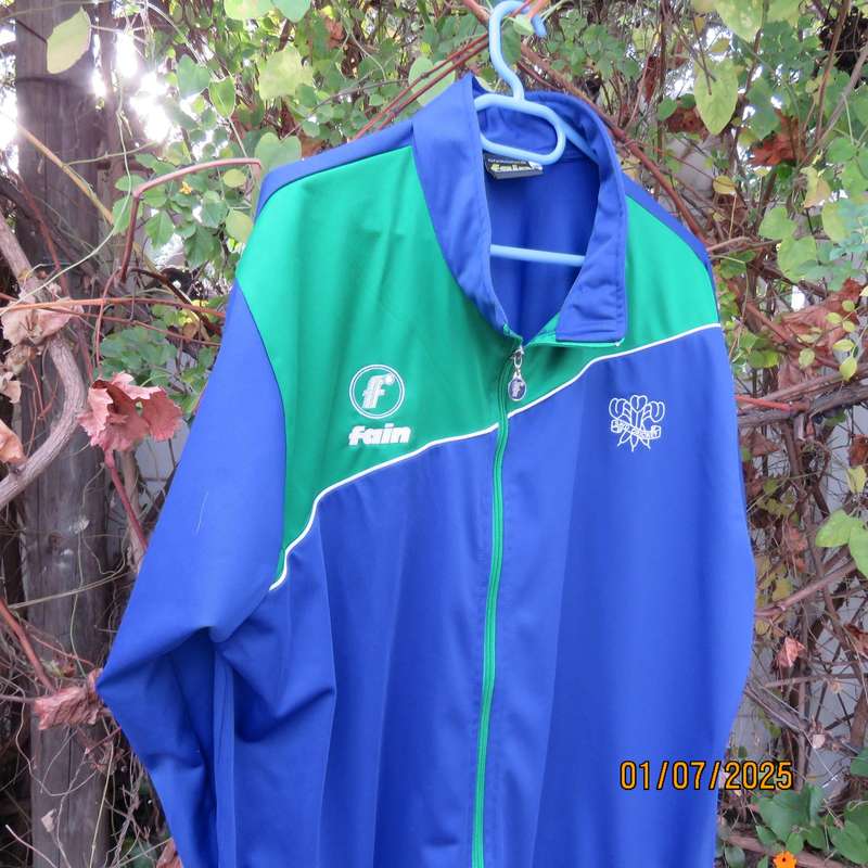 SWD Cricket blue-green zip-up polyester stretch long sleeve jacket size XXL