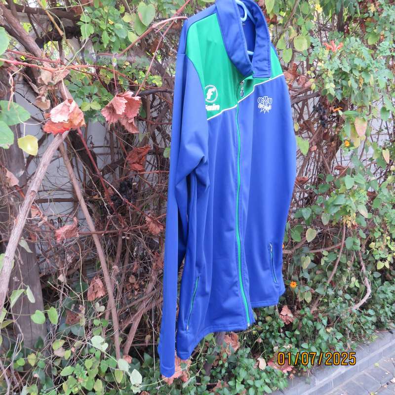 SWD Cricket blue-green zip-up polyester stretch long sleeve jacket size XXL