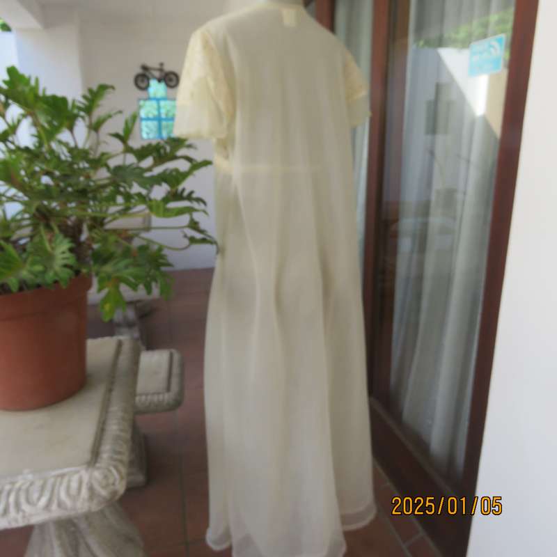 Nostalgic PRINCESS vanilla colour nylon night gown. Lace top overlay.Double bell sleeves.Size 36.