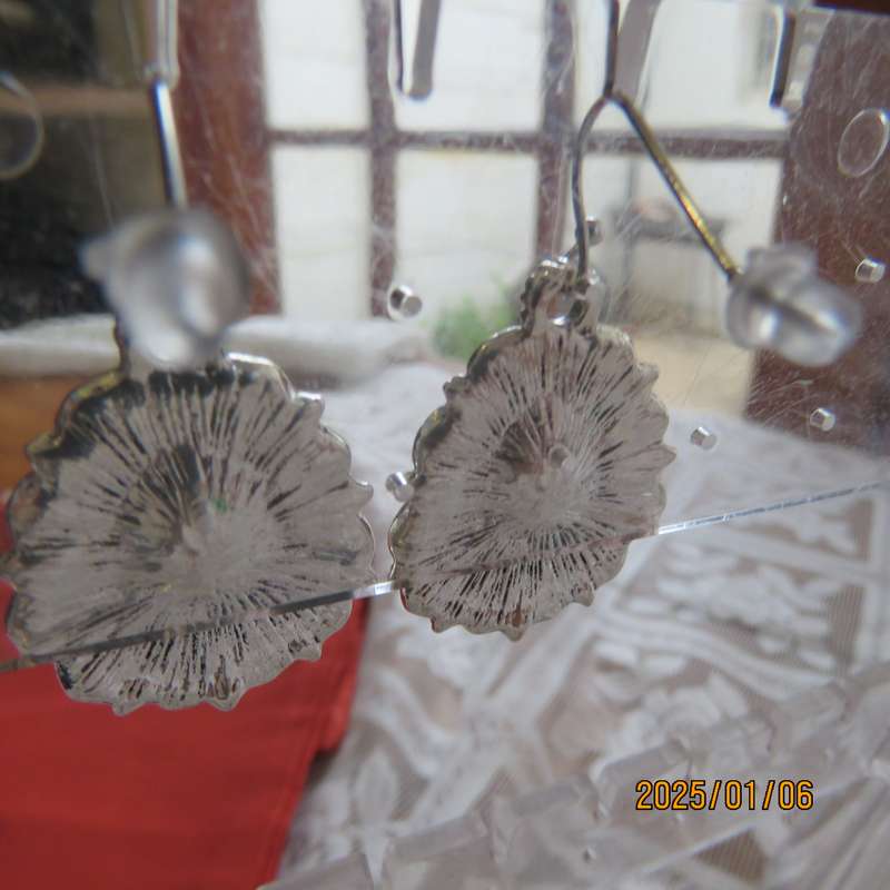 Vintage style earrings with turquoise stone with silver plated backing. New item