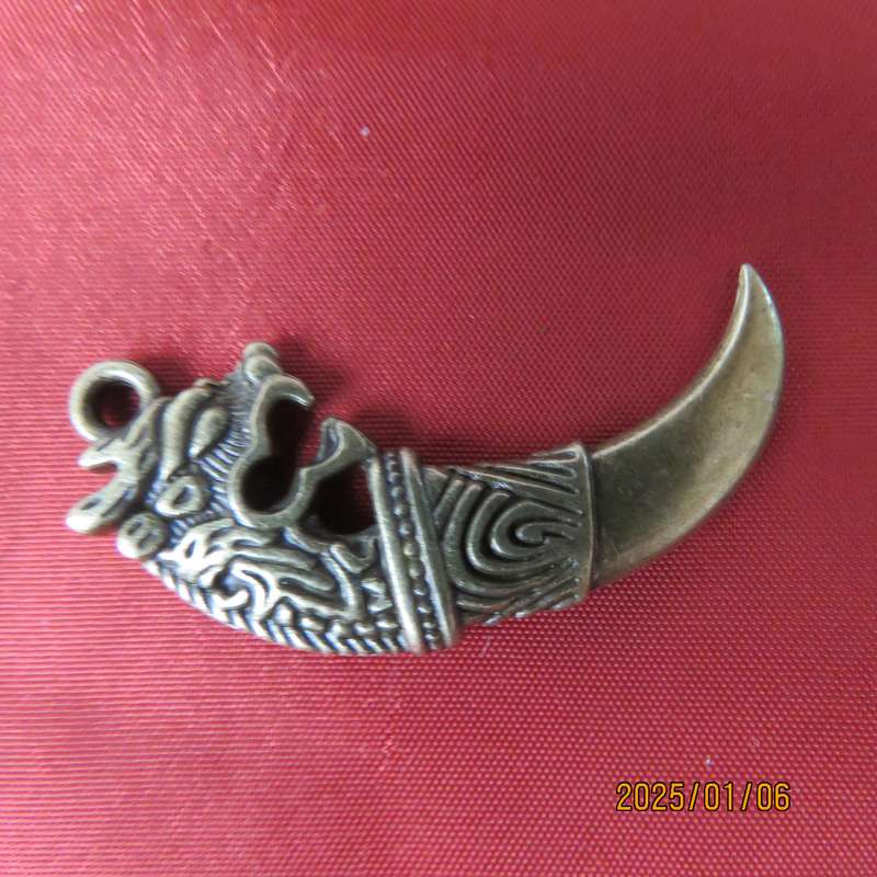 Men's brass pendant in tooth design. Length 4.2cm. Just need suitable chain. New item.