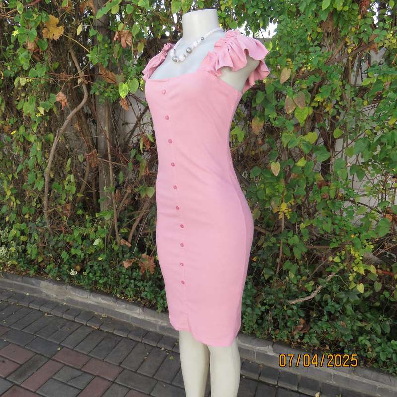LEGIT ribbed polyester stretch ballerina pink bodycon dress size 34.
