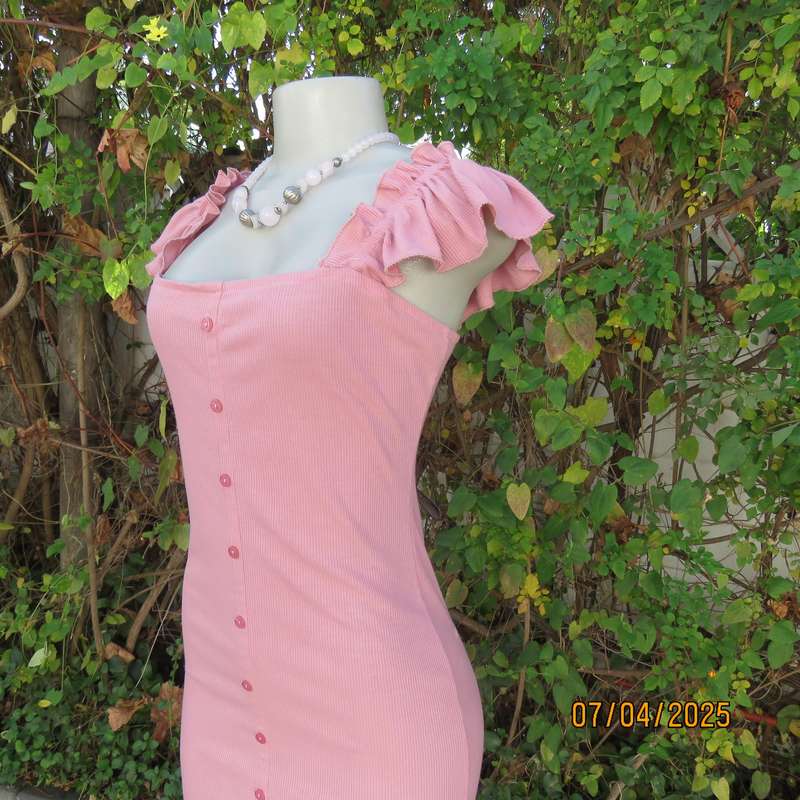 LEGIT ribbed polyester stretch ballerina pink bodycon dress size 34.