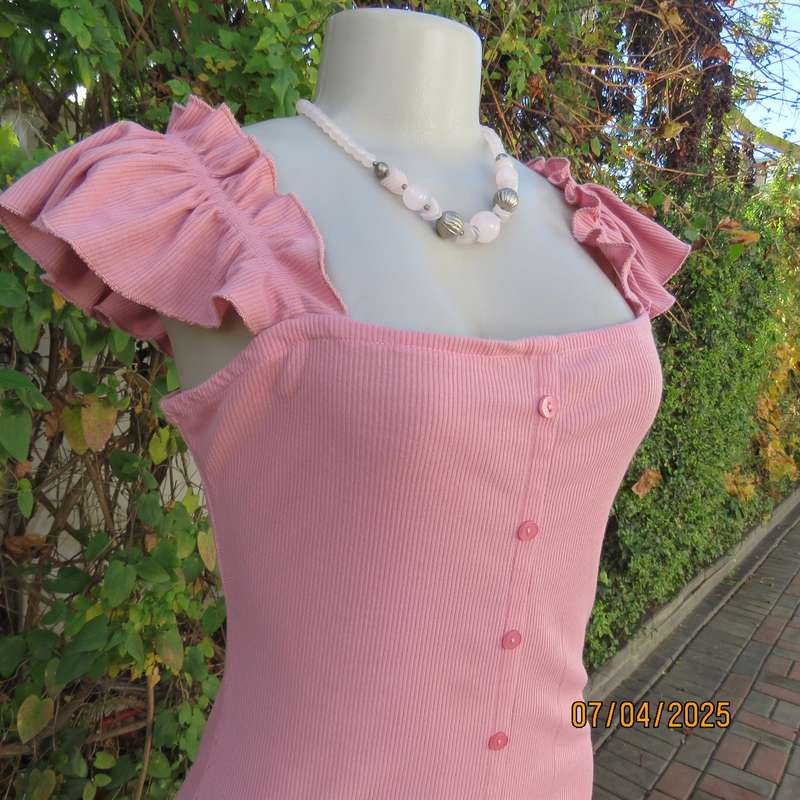 LEGIT ribbed polyester stretch ballerina pink bodycon dress size 34.