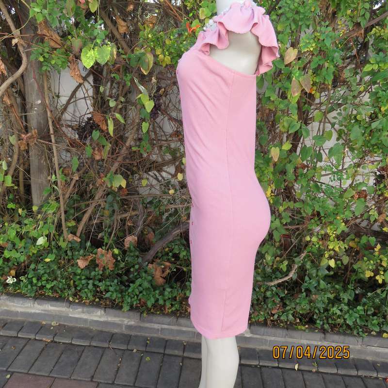 LEGIT ribbed polyester stretch ballerina pink bodycon dress size 34.