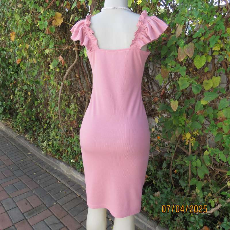 LEGIT ribbed polyester stretch ballerina pink bodycon dress size 34.