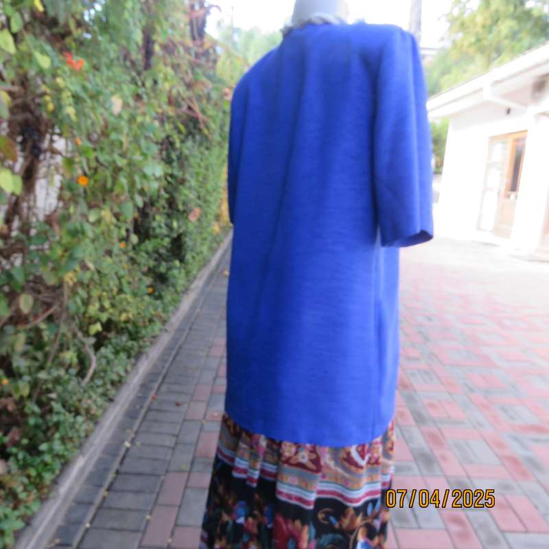 RHAPSODY royal blue textured satin button down V front jacket size 38