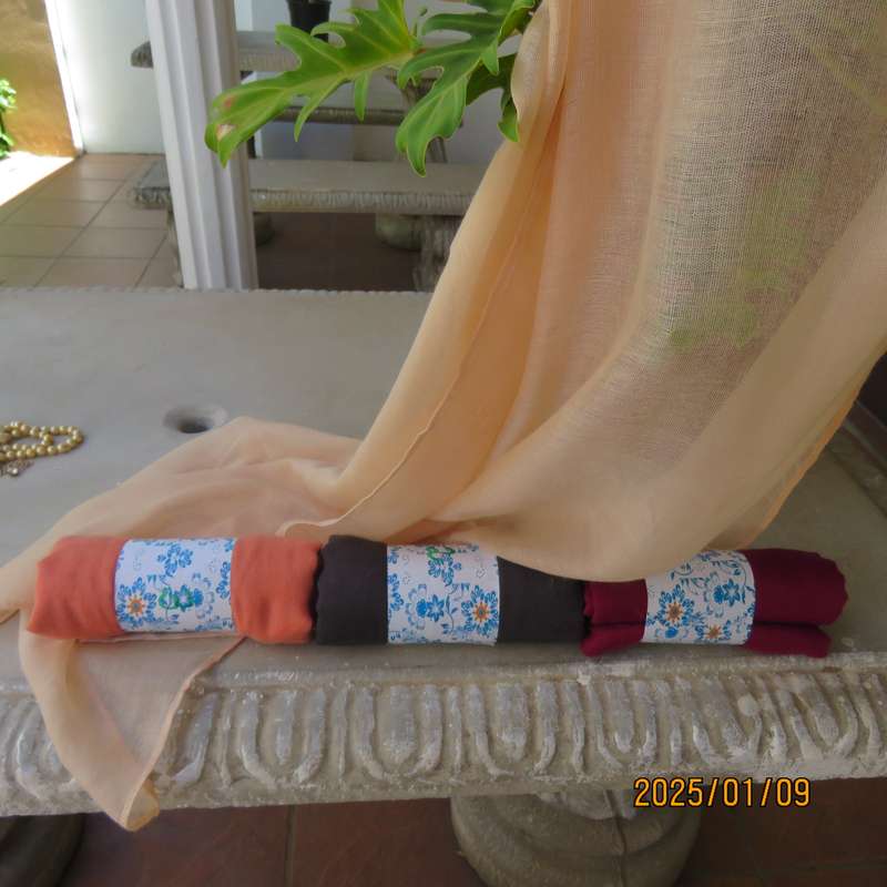 Fabulous fine cotton shawls. Size 182cmx90cm. Rich cream-maroon-peach-grey. Advise colour. New