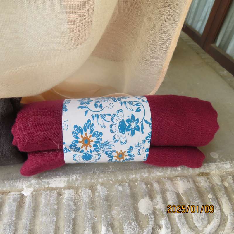 Fabulous fine cotton shawls. Size 182cmx90cm. Rich cream-maroon-peach-grey. Advise colour. New