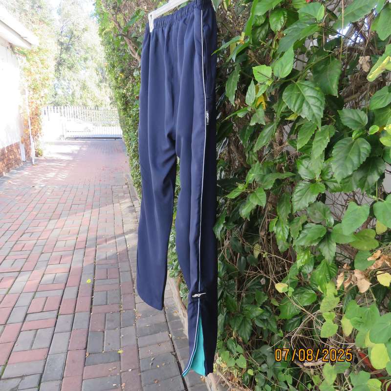 BRT men's navy nylon tracksuit pants with breathing inner. Side pockets. Size XXL.