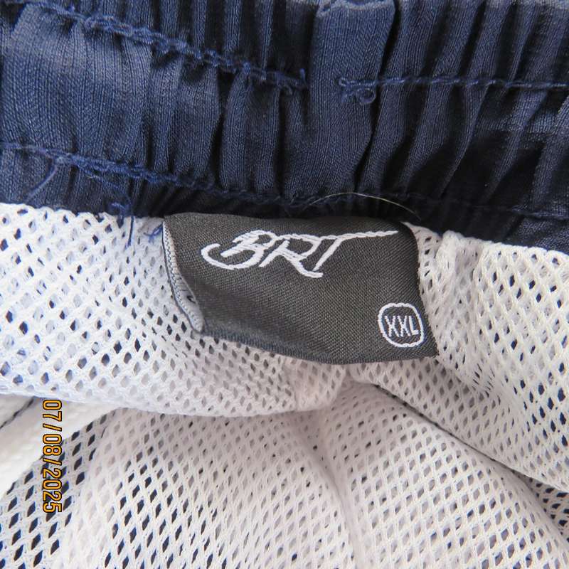 BRT men's navy nylon tracksuit pants with breathing inner. Side pockets. Size XXL.