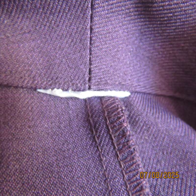 Purple tailored long sleeve jacket with shawl collar and 3 button closure. Size 36