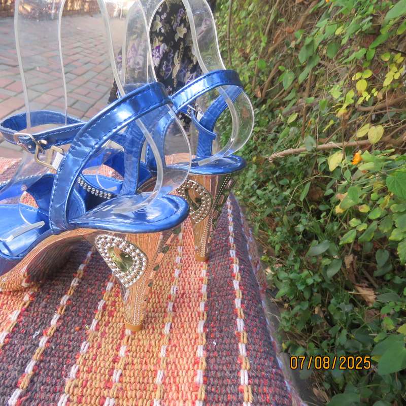 Salik royal blue-silver evening high heel sandals