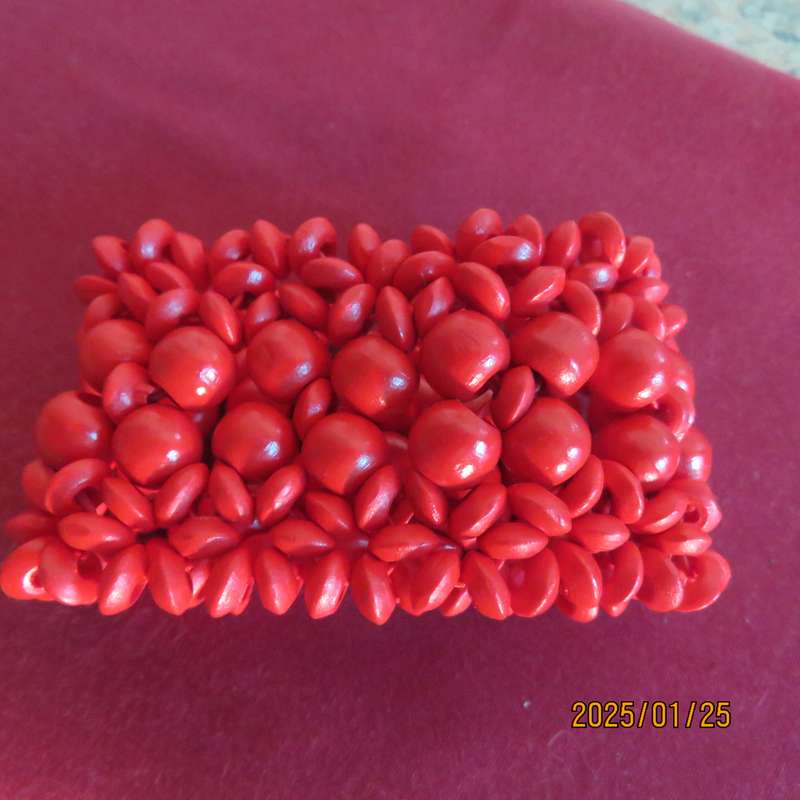 Wide bright red stretch bangle width 5cm. Different size beads. New item