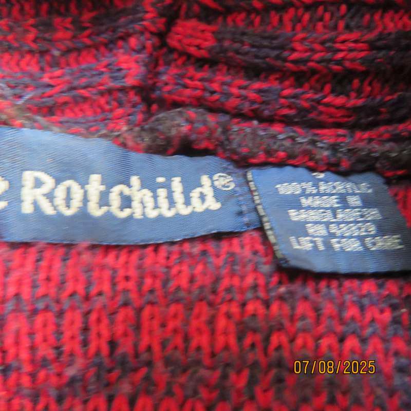 DE ROTCHILD Venice based brand long red-navy mottled acrylic knit top for 8-10 year old.